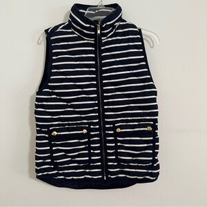 J. Crew Women’s Navy Stripe Puffer Vest Size Small